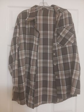 Amazon Essentials Brown and Cream Plaid Button-Down Shirt